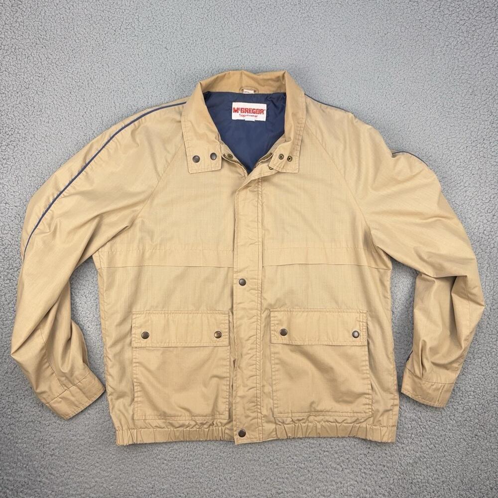 Vintage McGregor Jacket Mens XL Beige Windbreaker Hong Kong Sportswear